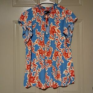 Jessica Simpson Floral Blue and Red Women's Top